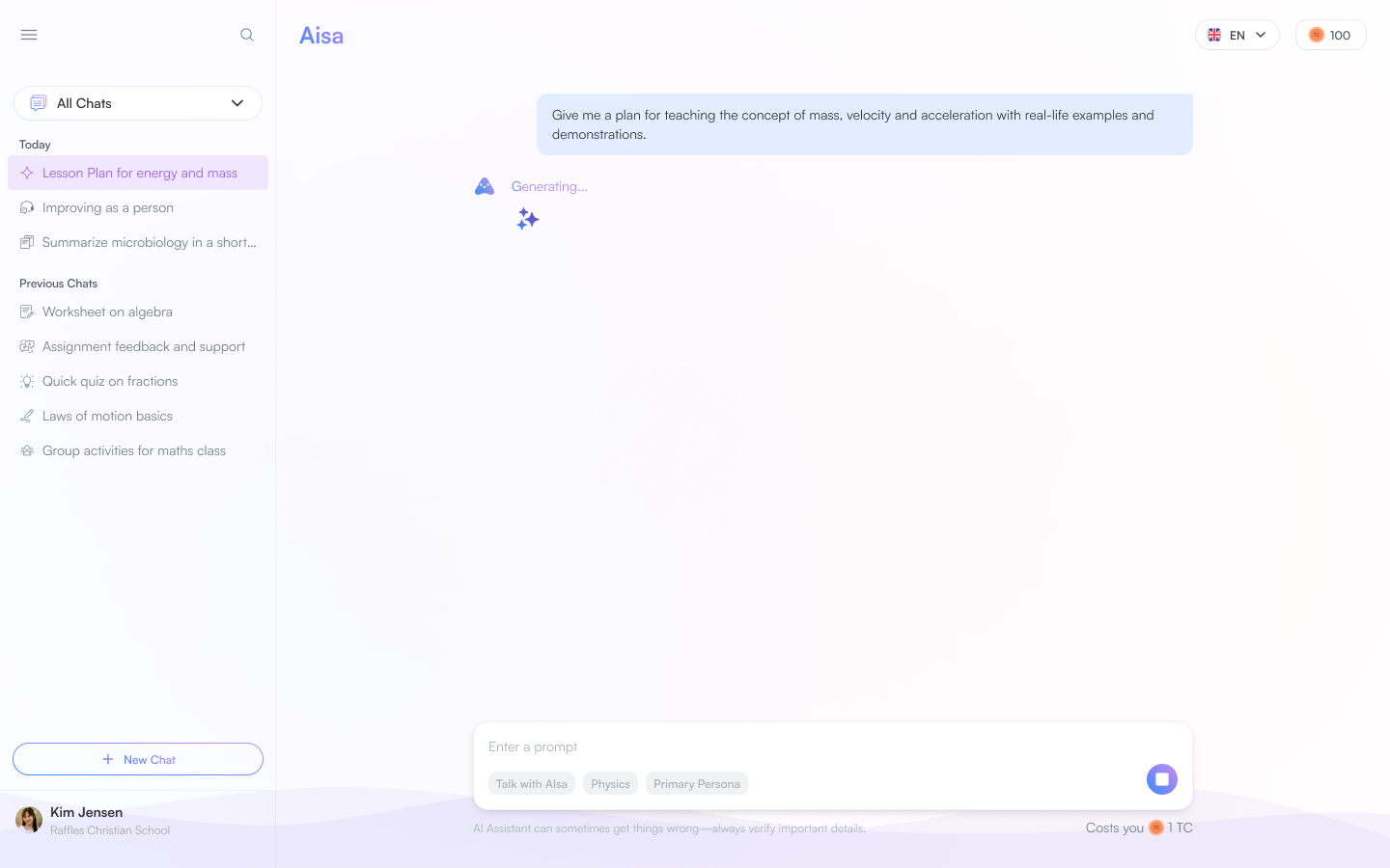 AI Subject Assistant — design preview