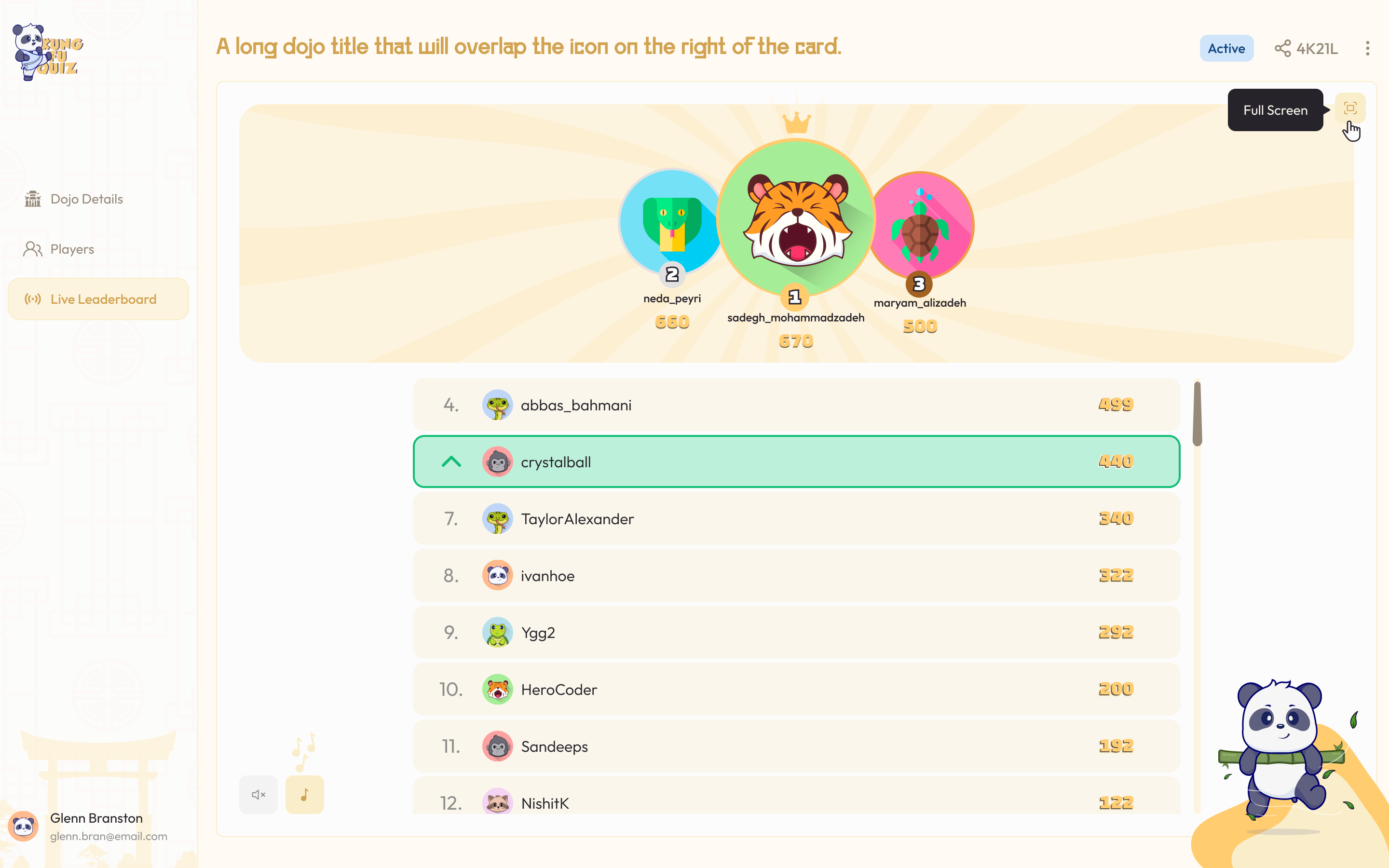Kung Fu Quiz — design detail